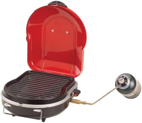 Coleman Fold ‘N Go 6,000 BTU Portable Propane Grill, Lightweight Gas Grill with Push-Button Starter & Adjustable Horseshoe Burner, Great for Camping, Tailgating, Grilling, BBQ