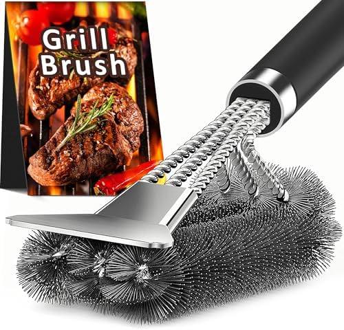TNTOR Grill Brush with Scraper, 18 inch Adjustable Handle BBQ Grill Brush for Outdoor Grill, Extra Strong Grill Cleaner Accessories for Grill/Smoker/Gas/Charcoal Grill Cleaning-Grill Gifts for Men/Dad