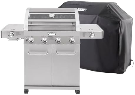 Monument Grills Larger 4-Burner Propane Gas Grills Stainless Steel with Rotisserie Kit(2 Items)
