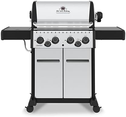 Broil King 865387 Crown S 490 4-Burner Natural Gas Grill with Side Burner and Rear Rotisserie Burner in Stainless Steel