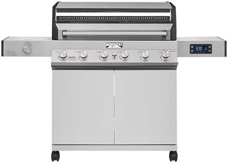 Monument Grills Denali Series, Denali 405 4-Burner Liquid Propane Gas Smart bbq Grill Stainless Steel with Rotisserie Kit(2 items)