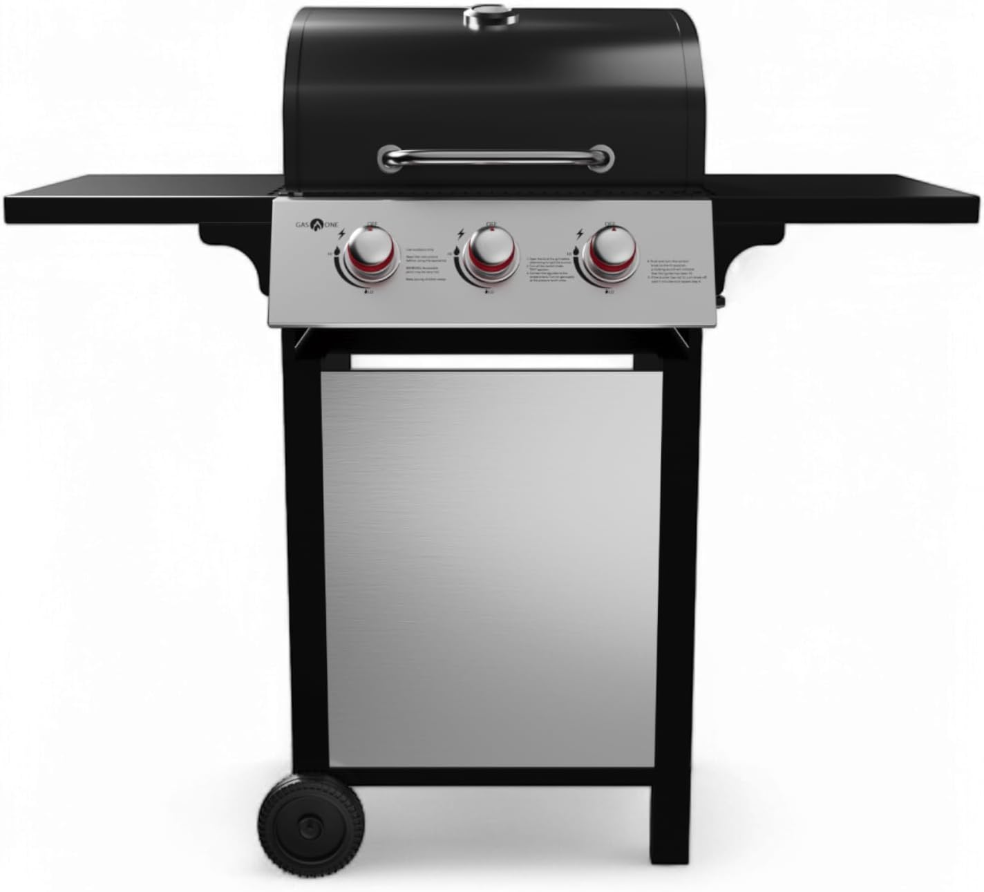 GasOne GP-1030S One 3 Burner Stainless Steel, Outdoor Cabinet Style with Wheels-High-Temperature Paint Coating Gas BBQ Grill, Elegant and Luxurious Design, Black