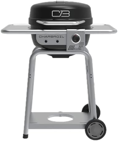 Charbroil Bistro Pro 2-in-1 Gas & Charcoal Grill with 240 Sq. In. Cooking Space, Compact Black Grill for Patio & Balcony