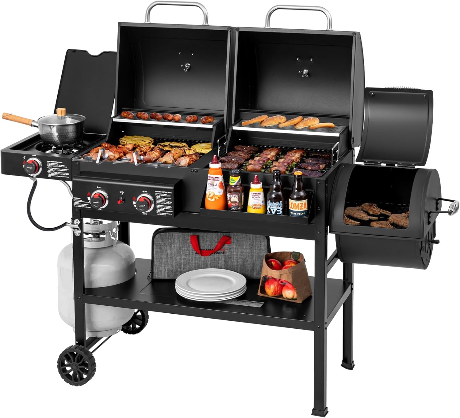 ZH3005Y 2-Burner Gas and Charcoal Grill Combo Black