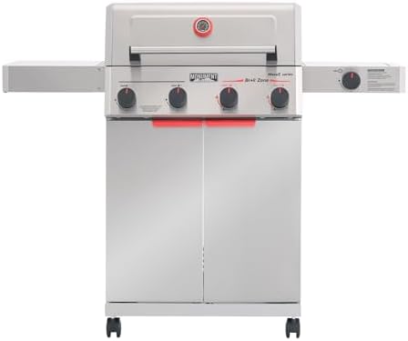 Monument Grills 4 Burner Propane Gas Grill with Advanced Broil Zone, Stainless Steel Outdoor Mesa 2 Barbecue Grill, Foldable Side Shelves, 500°F in 5 Mins, Fast Assembly, Mesa II 410FBZ
