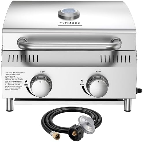 Veralune 3 Burner Gas Grill, Outdoor Propane Grill with Wheels, 445 SQ. IN